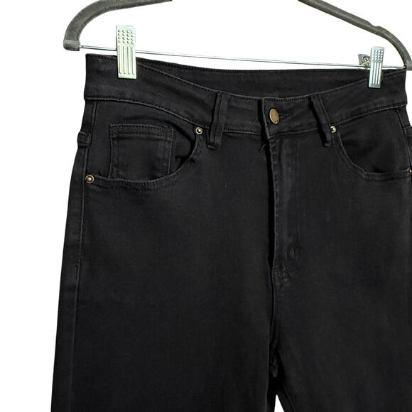 Joleen High Rise  lack Jeans Made in Italy Size L Stretchy Button /Zip Closure - Picture 2 of 9